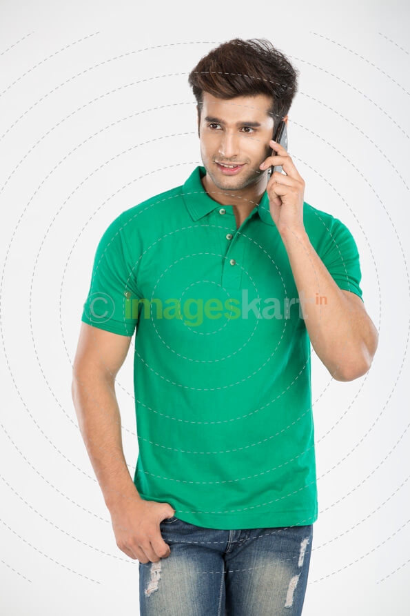 man talking on mobile phone