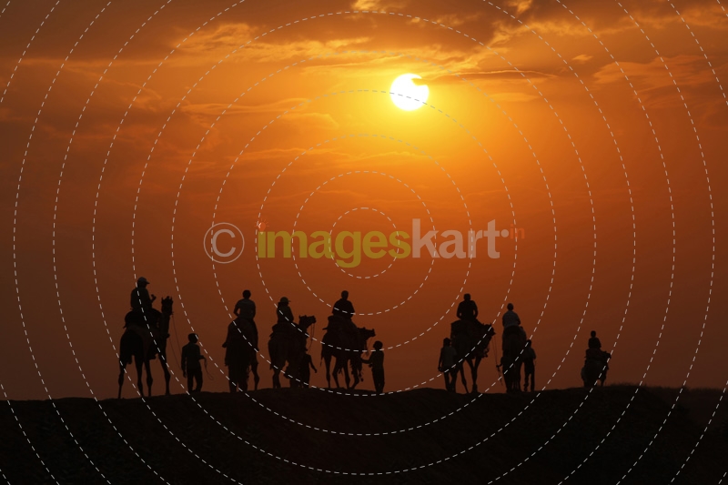 tourists taking camel ride