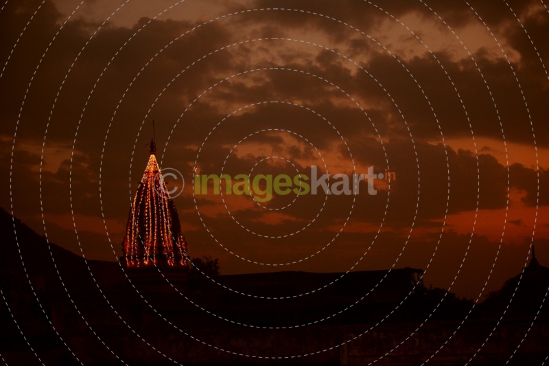 scenic view of a temple after the sunset