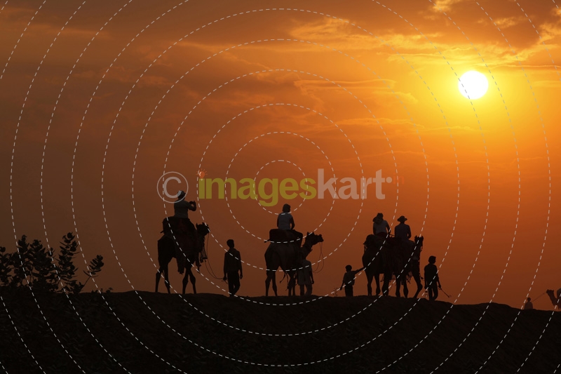 tourists taking camel ride