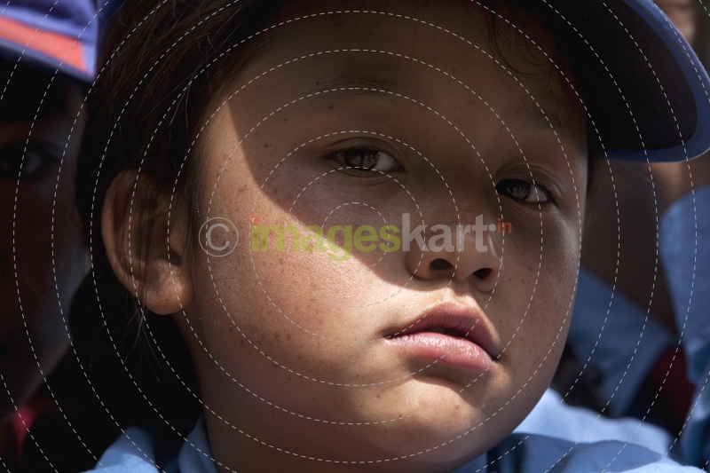 close-up on the face of a child from north india