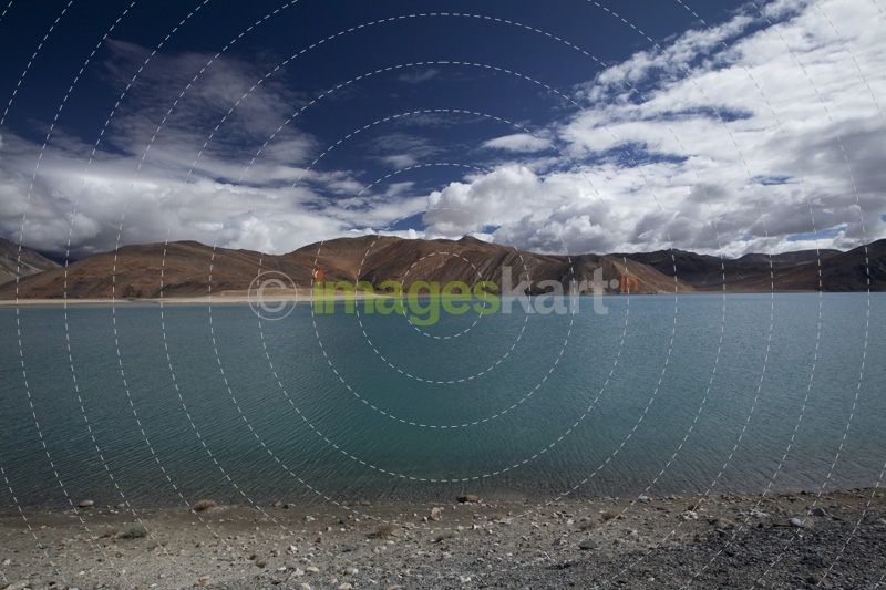 river alongside beautiful mountains of leh ladakh 