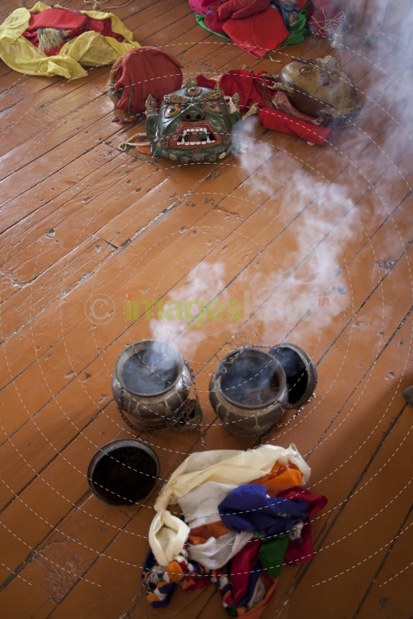 picture of street play masks lying on floor 