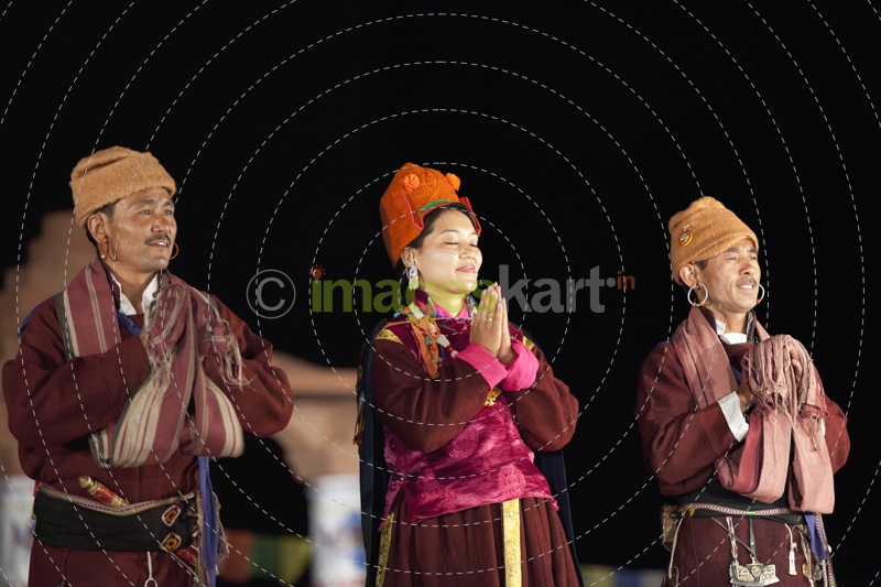 ladakhi people praying in festival