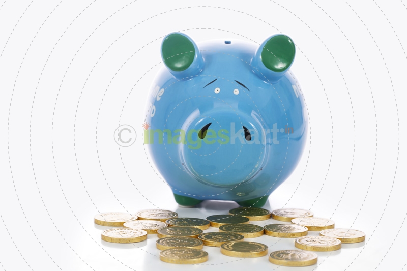 piggy bank with gold coins