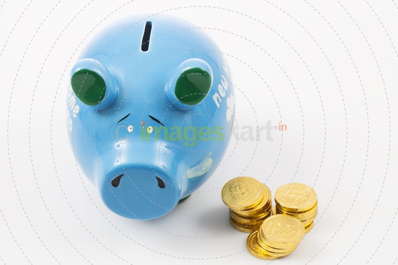 piggy bank with gold coins