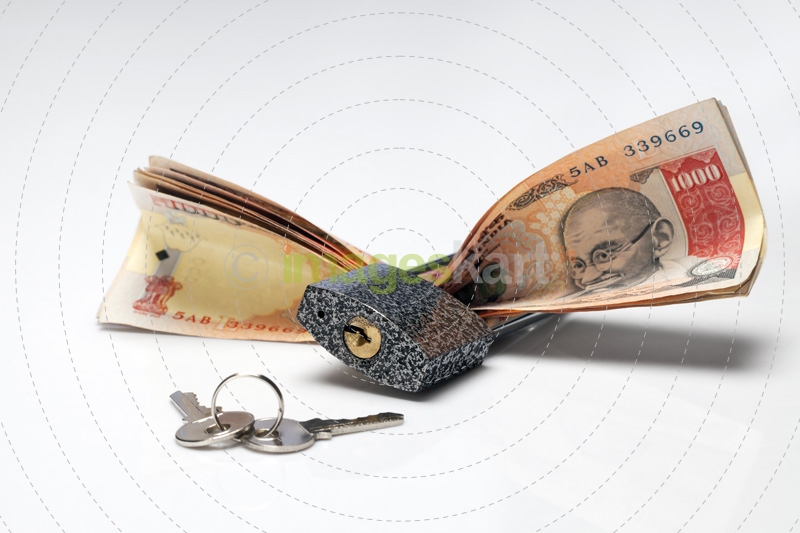 cash with lock and keys