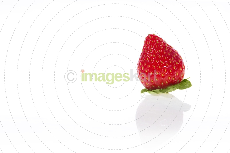 only strawberry against w hite background with copy space