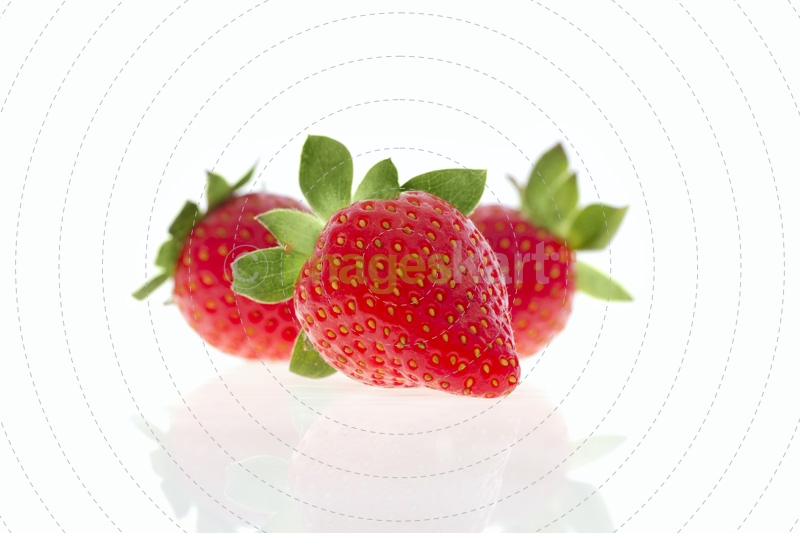 three fresh strawberries 