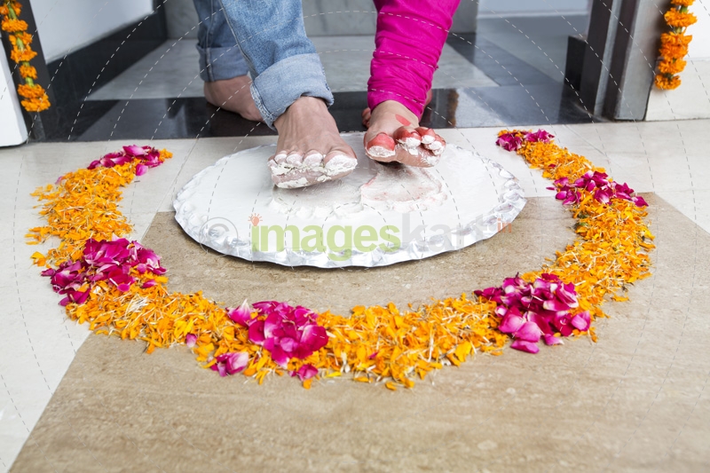 close up shot a feet entering new home 