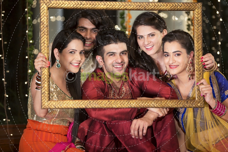 friends talking a self portrait on diwali