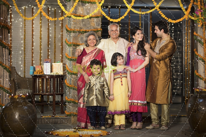 family celebrating diwali
