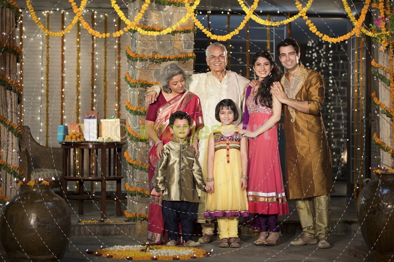 family celebrating diwali