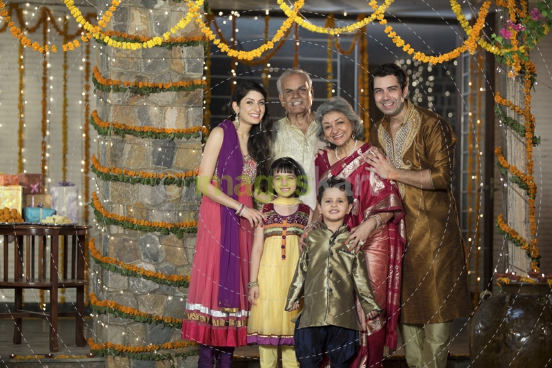 family enjoying diwali festival together 