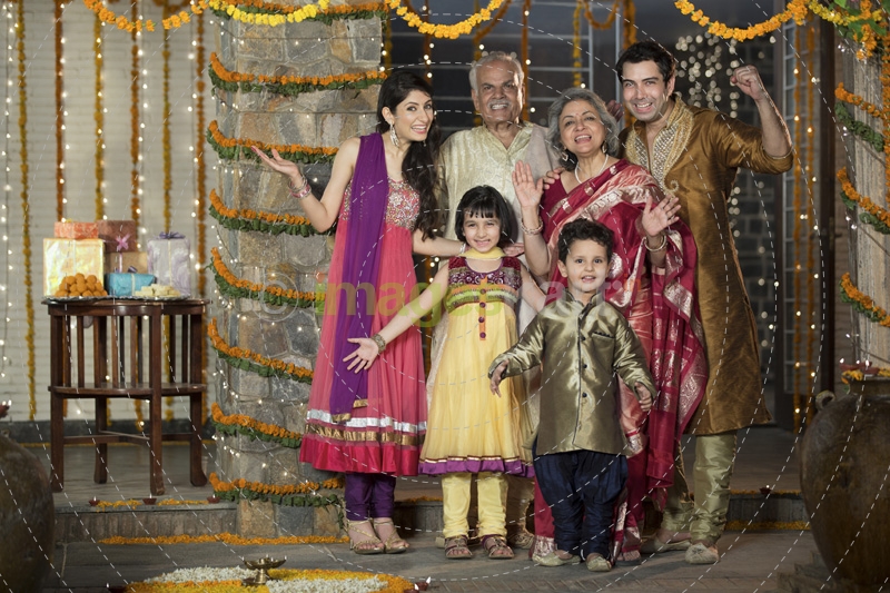 family enjoying diwali festival together 