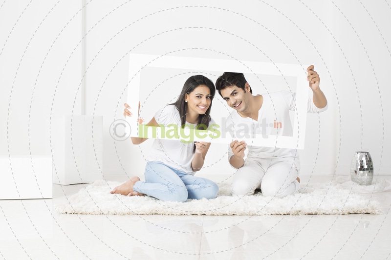 newly wed couple in new home 