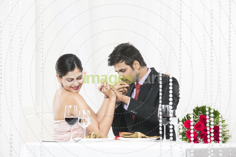 couple having romance on romantic dinner 