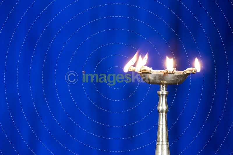 lighting lamp against blue background
