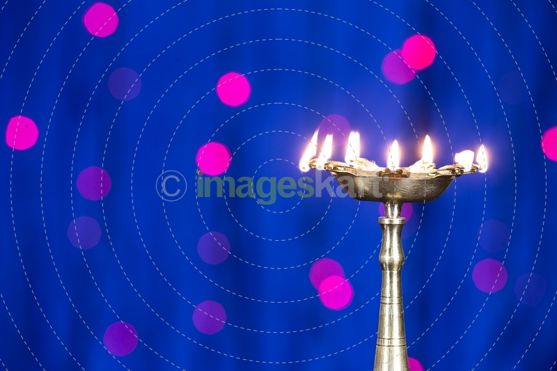 lighting lamp against blue background