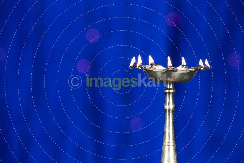 lighting lamp against blue background