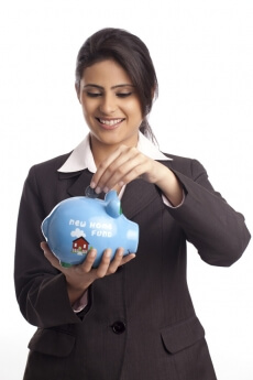 Working woman saving to buy home