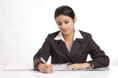 woman working at desk
