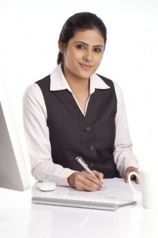 corporate woman isolated on white background