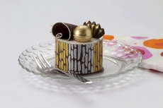 serving desert with fork and napkin