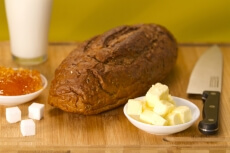 close-up on breakfast food