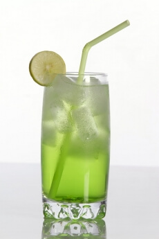 chilled green soda water