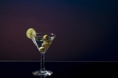 martini with three olives