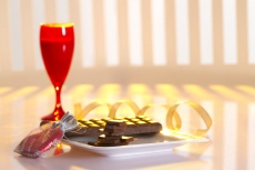 champagne with candy and chocolates