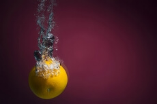 orange immersed in water