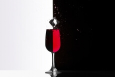 red wine with an ice cube