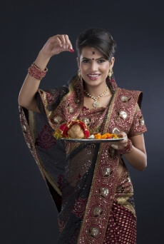 woman performing a religious ritual