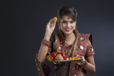 Indian woman doing puja