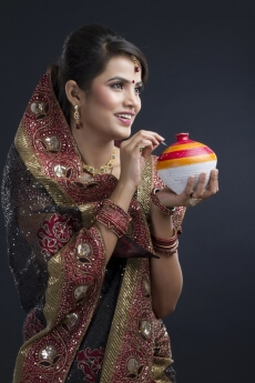 Indian woman saving money
