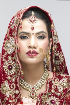 close-up of a indian bride