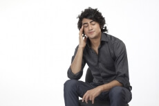 picture of a man in tension with copy space for advertising puposes