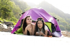 two young teenage girls on vacation