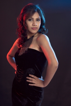 girl in a black tube dress