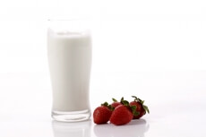 milk and strawberries