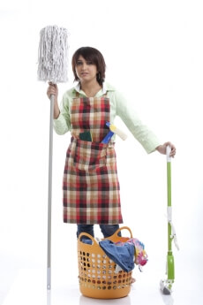 tired housewife after a long days work