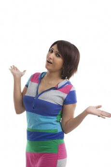 young woman shrugging