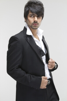 fashionable male model in a black suit