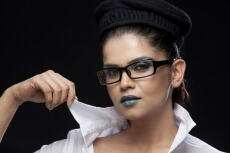 close-up of a girl posing in white shirt