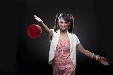 girl in casual wear in a playful activity