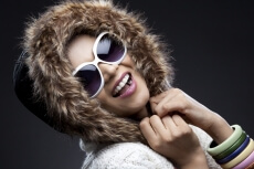 lovely lady in a fur hoodie