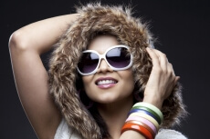 fashionable young teenager in winter fur coat
