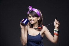 young girl posing with a coffee mug
